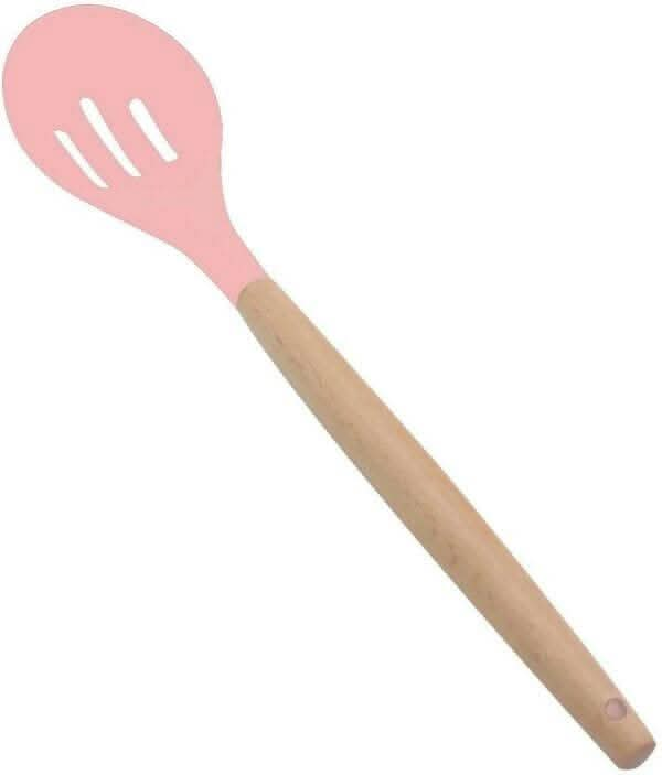 P-Plus International Silicone Cooking Spoon BPA Free 480°F Heat-Resistant Rubber Non-Stick Slotted Spoon for Mixing (pack of 2 - Pink) Online