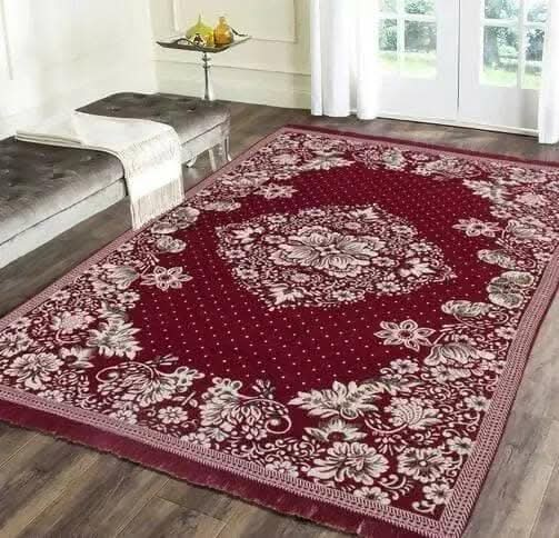 The Fresh Livery Cotton Carpet(6x4 feet, Red) For Cheap