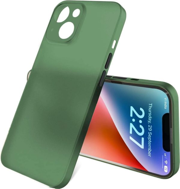 SQUIF Silicone Flexible Soft Ultra Thin Back Case For Iphone 14 Plus Cover|Semi Transparent,Full Camera Protection (Green) on Sale