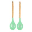 P-Plus International Silicone Cooking Spoon BPA Free 480°F Heat-Resistant Rubber Non-Stick Slotted Spoon for Mixing (pack of 2 - Green) Supply