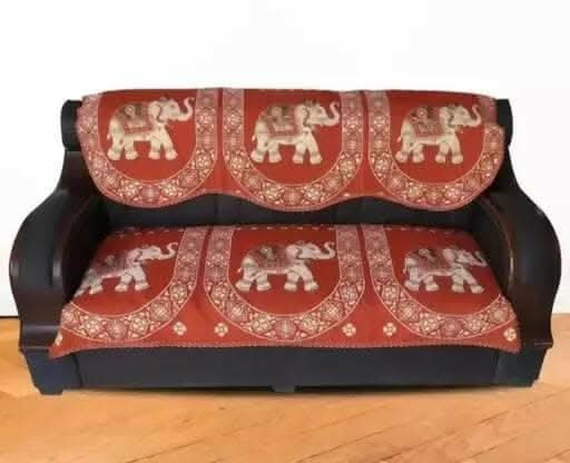 The Fresh Livery Cotton Acryllic Elephant Design Sofa Cover for 3 seater sofa Fashion