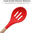 P-Plus International Silicone Cooking Spoon BPA Free 480°F Heat-Resistant Rubber Non-Stick Slotted Spoon for Mixing (Red) on Sale