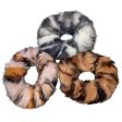 SENECIO Tiger Striped Print Soft Faux Fur Scrunchies Multicolor Hair Tie Ponytail Holder Rubber Band (3pc) on Sale