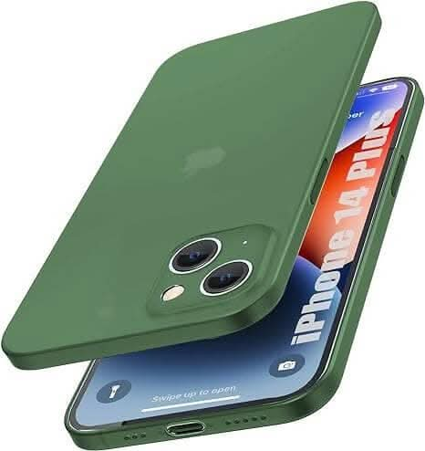 SQUIF Silicone Flexible Soft Ultra Thin Back Case For Iphone 14 Plus Cover|Semi Transparent,Full Camera Protection (Green) on Sale