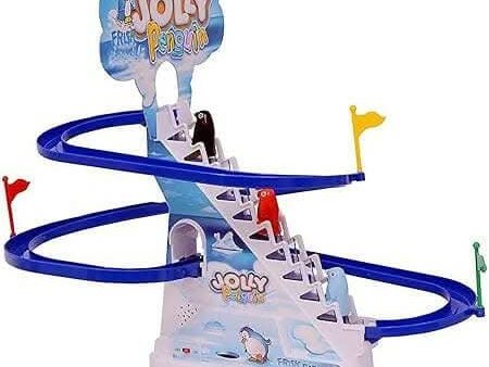 Kinderkart Jolly Penguin Fun Playful Race Set - Dynamic Music & Shinning Lights, Safe & Durable Slide Playset for Toddlers & Kids, Automatic Climbing Stairs & Sliding Penguins Online Sale