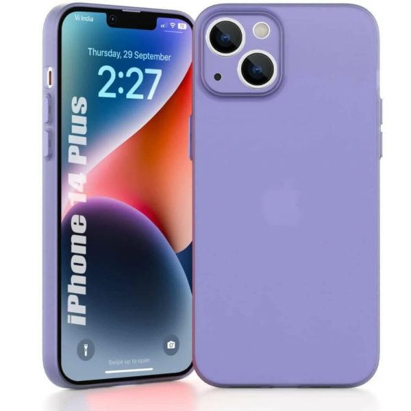 SQUIF Silicone Flexible Soft Ultra Thin Back Case For Iphone 14 Plus Cover, Semi Transparent, Full Camera Protection (Purple) Supply