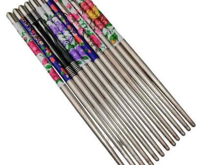 SENECIO SS Floral Geometric Printed Colorful Chopstick Hair Stick (12Pc) Supply