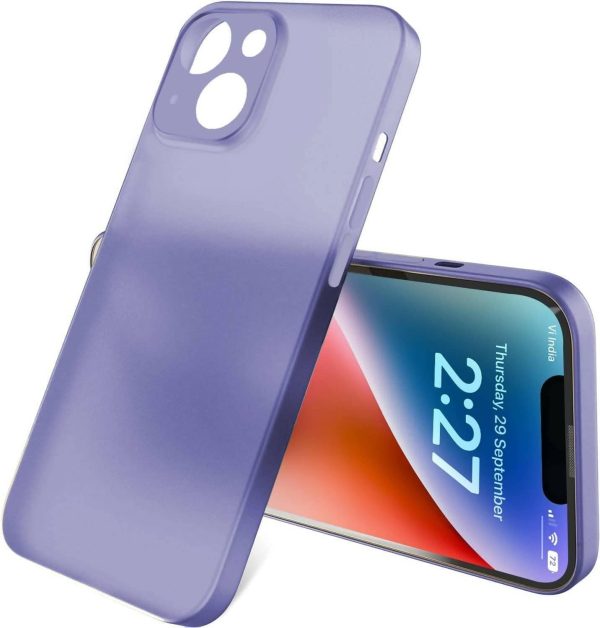 SQUIF Silicone Flexible Soft Ultra Thin Back Case For Iphone 14 Plus Cover, Semi Transparent, Full Camera Protection (Purple) Supply