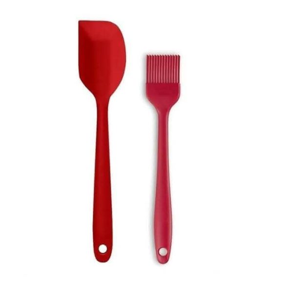 P-Plus international silicone non-stick heat resistant kitchen utensil spatula with basting brush (red) Online Sale