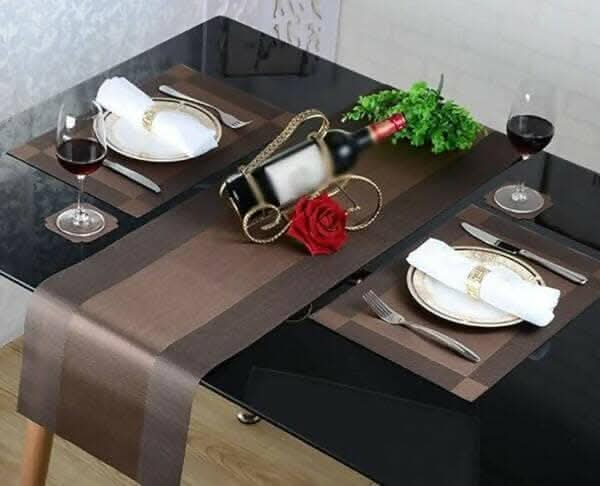 P-plus international bamboo-like woven vinyl table runner heat resistant decoration Cheap