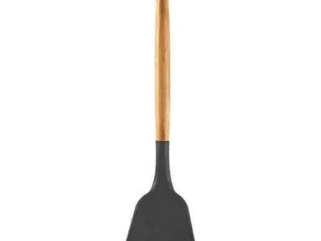 P-Plus International Silicone Spatula Turner, Wooden Handle Flexible & Heat Resistant Rubber Spatulas (Grey) Hot on Sale