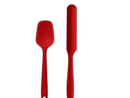 P-Plus International Silicone Non-Stick Heat Resistant Kitchen Utensil| Spatula Spoon (Pack of 2 RED) Online now