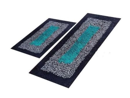 The Fresh Livery Cotton Kitchen Mat Combo pack of Runner 16x 48inches and kitchen mat 16x24inches (Green, pack of 2) Online Sale