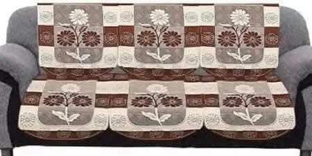 Home Style Cotton Sofa Cover Floral(Brown) on Sale