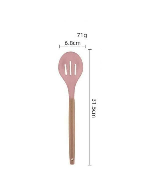 P-Plus International Silicone Cooking Spoon BPA Free 480°F Heat-Resistant Rubber Non-Stick Slotted Spoon for Mixing (Pink) For Cheap