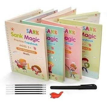 Magic Practice Copybook, (4 BOOK + 10 REFILL+ 1 pen +1 grip, 2 sets) Hot on Sale