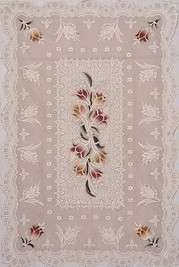 Table Cover Cream Flower Design Supply