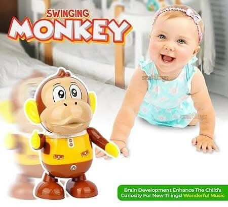 Zest 4 Toyz Battery Operated Music and Sound Toys Swinging Monkey Light and Sound Toys for Babies Educational Toddler Toys Brown Online Hot Sale