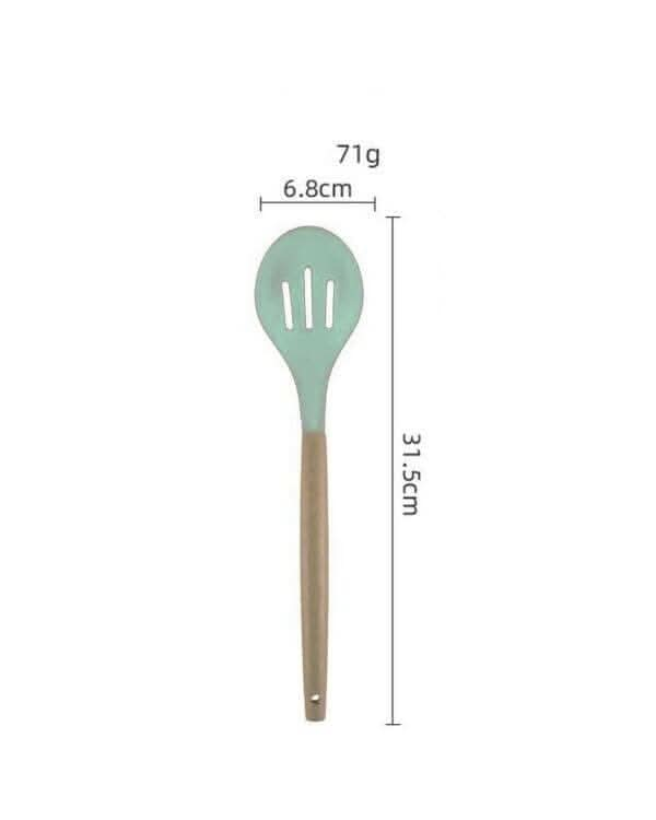 P-Plus International Silicone Cooking Spoon BPA Free 480°F Heat-Resistant Rubber Non-Stick Slotted Spoon for Mixing (pack of 2 - Green) Supply