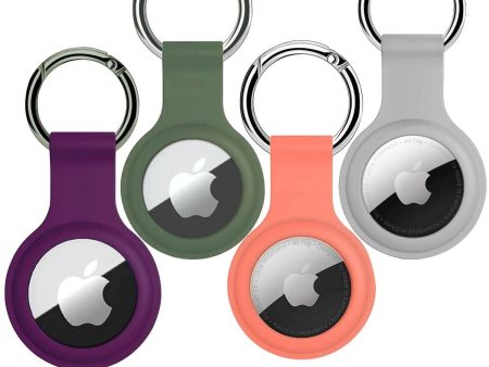 SQUIF Pack of 4 Airtag Case for Apple Airtags Silicone Case Protective Cover for Airtag Case Locator Tracker Anti-Lost Device Keychain Protection Sleeve (Darkpurple_Green_Orange_LightGrey) Online Sale