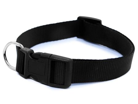 Squif Adjustable Nylon Dog Neck Collar with Safety Buckle, Metal D-Ring to Attach Leash| Dog Neck Belt (Black) | Size- M Online Hot Sale