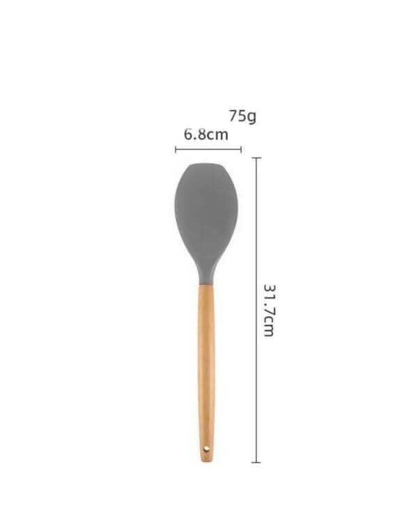 P-Plus International Premium Silicone Spatula Flexible & Heat Resistant Rubber Spatula with Wood Handle (Grey) Discount