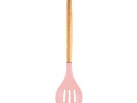 P-Plus International Silicone Cooking Spoon BPA Free 480°F Heat-Resistant Rubber Non-Stick Slotted Spoon for Mixing (Pink) For Cheap