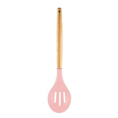 P-Plus International Silicone Cooking Spoon BPA Free 480°F Heat-Resistant Rubber Non-Stick Slotted Spoon for Mixing (Pink) For Cheap