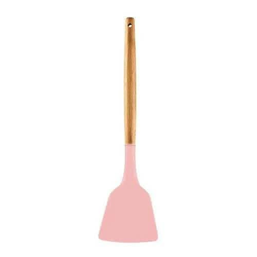 P-Plus International Silicone Spatula Turner, Wooden Handle Flexible & Heat Resistant Rubber Spatulas (Pink) Supply