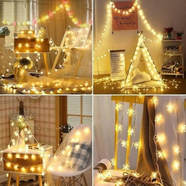 Snow Flake String Lights for Indoor Outdoor Decoration (14 lights) Fashion