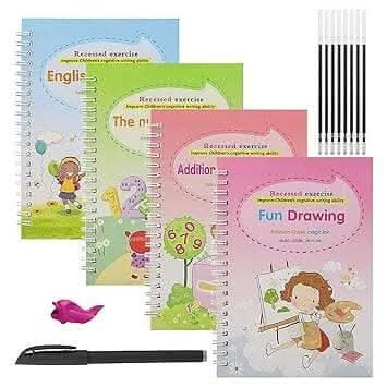 Magic Practice Copybook, (4 BOOK + 10 REFILL+ 1 pen +1 grip, 2 sets) Hot on Sale