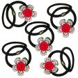 SENECIO 10 Pcs Super Lovely Red Rose Beaded Black Rubber Band Ponytail Holder Hair Scrunchies Hair Tie Hot on Sale