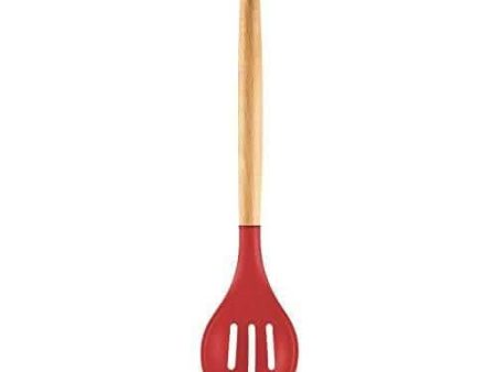 P-Plus International Silicone Cooking Spoon BPA Free 480°F Heat-Resistant Rubber Non-Stick Slotted Spoon for Mixing (Red) on Sale