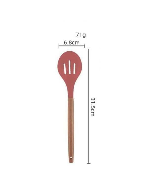 P-Plus International Silicone Cooking Spoon BPA Free 480°F Heat-Resistant Rubber Non-Stick Slotted Spoon for Mixing (Red) on Sale