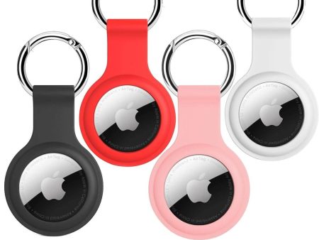 SQUIF Pack of 4 Airtag Cases for Apple Airtags Silicone Case Protective Cover for Airtag Case Locator Tracker Anti-Lost Device Keychain Protection Sleeve (1 Black, 1 Pink, 1 White, 1 Red) Online Hot Sale