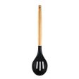 P-Plus International Silicone Cooking Spoon BPA Free 480°F Heat-Resistant Rubber Non-Stick Slotted Spoon for Mixing (Black) For Sale