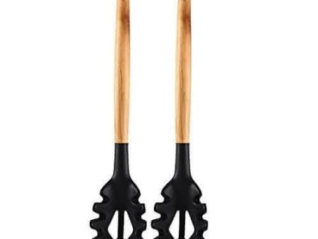 P-plus international silicone pasta fork, food grade noodle spoon (Black – pack of 2) Cheap