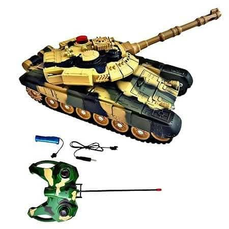 RUHANI Remote Control Shooting Mode Army Tank Big Size with Rechargeable Batteries Plastic Army Tank for-Kid(Multicolour) Online