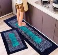 The Fresh Livery Cotton Kitchen Mat Combo pack of Runner 16x 48inches and kitchen mat 16x24inches (Green, pack of 2) Online Sale