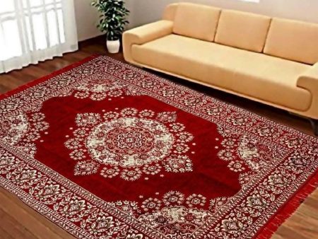 Rinki Home Furnishings Multicolor Cotton Rugs(4.5x6.5 feet, red) For Discount